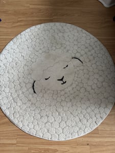 Teppich Kinderzimmer Babyzimmer Junge Mädchen Design Schaf Creme Rund Kunden-Foto 1