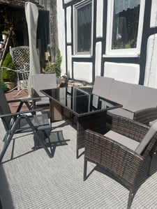 Outdoor Teppich Wetterfest Terrasse Balkon Garten Küchenteppich Einfarbiges Design Flachgewebe Sisal Look Waschbarer Teppich Verschiedene Große : 160 X 230 cm , Farbe : Schwarz Kunden-Foto 5