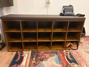 VASAGLE Schuhbank, Sitzbank, Schuhregal, mit Kissen und 15 Fächern, weiß-grau Kunden-Foto 1