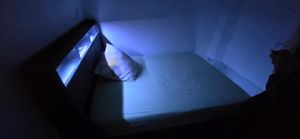 140x190 Bett mit LED und USB-Basis, Stauraumbett mit Kopfteil, Grau Kunden-Foto 2
