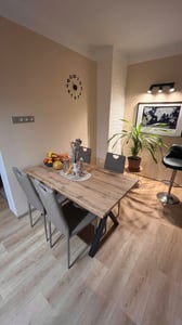 Flieks Esstisch mit X-A-förmigem Bein, Rechteckig Küchentisch Esszimmertische mit Metallbeinen, Schreibtisch Bürotisch, 140x80x76cm, Braun Kunden-Foto 1