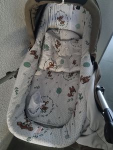 BABYLUX Nestchen für Kinderwagen BABYWANNE Matratze 2Tlg Set W14 - Grau + Wald Reh Kunden-Foto 1