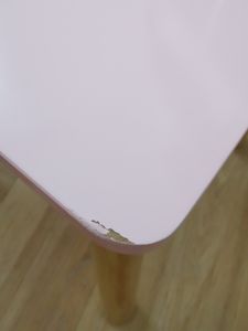 COSTWAY Schminktisch & Stuhl-Set für Kinder, 2-in-1-Frisiertisch mit Spiegel, 2 Schubladen & Aufbewahrungsregal, süßes Kaninchen-Design, Schminkset mit Massivholzbeinen für Mädchen, Rosa und Weiß Kunden-Foto 1