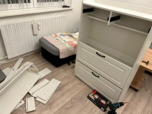 Flieks Schuhschrank Schuhkipper mit 2 Schubladen, Schuhkommode Flurkommode Schuhablage Schmal, Schuhregal mit 3 Klappbaren Schuhregalen, Weiß, 125cm Kunden-Foto 4