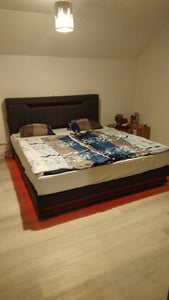 Flieks Polsterbett 180x200cm mit Ladefunktion (USB & Type-C), Doppelbett Jugendbett mit Led, Stauraumbett Boxspringbett mit Stauraum, Leinen, Grau Kunden-Foto 4