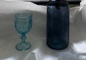 6 Teiliges Set aus Glas Weingläser Trinkgläser in Blau Wassergläser Kunden-Foto 1