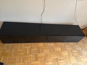 SONNI - Mueble de TV blanco, acabado brillante, de madera, para colgar, dimensiones 140 x 40 x 30 cm. Se puede colgar en la pared o colocar en el suelo. Mueble bajo Foto del cliente 5