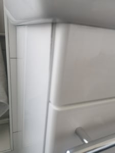 Lackierter, freistehender Badezimmerschrank mit Waschbecken 55x80cm, weiß glänzend Capri Kunden-Foto 2