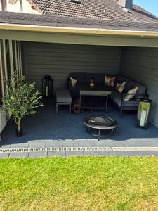 MeXo Gartenmöbel Set Aluminium 5-tlg. für 6-8 Personen mit Ecksofa, Bank und Esstisch, 12 cm Sitzkissen, wetterfest für Balkon, Terrasse und Garten Kunden-Foto 2