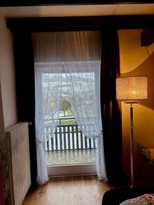 Vorhang Spitze Blumen Stickerei Voile Weiß Transparent Gardinen Dekoschal für Wohnzimmer Schlafzimmer, 2 Stück, B150xH130cm Kunden-Foto 1