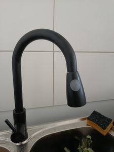 Küchenarmatur, Wasserhahn Küche, mit 2 Modi (Brause- & Belüfterstrahl) frei wechselbar, ausziehbar, Spültischaratur, Edelstahl, Schwarz Kunden-Foto 1