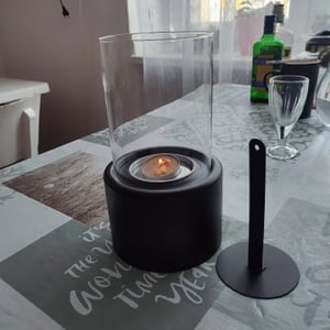 Bioethanol Tischkamin, Tischfeuer mit dekorativen Steinen, Tischfeuerstelle für In- und Outdoor, 12 x 22 cm - FIREFLICKER Kunden-Foto 1