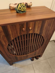 Tribesigns 5-stöckiger Schuhschrank mit runden Lamellentüren, 20 Paar Bauernhaus-Schuhschrank mit verstellbaren Regalen für Eingangsbereich, Flur Kunden-Foto 4