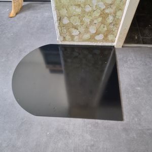 HOOZ Funkenschutzplatte – ESG Sicherheitsglas 6 mm, Rundbogen Bodenschutz Glasplatte mit Facettenschliff, hitzebeständig bis 300 °C, Schwarz 100x80 cm Kunden-Foto 1