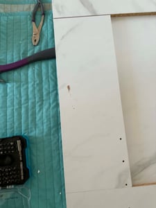 Ausziehbarer Esstisch PEPAX - weißer Marmor / weiß Kunden-Foto 1