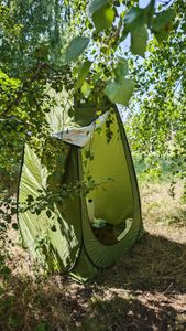 CLIPOP Pop up Zelt, Duschzelt mit Tragetasche, Tragbares Toilettenzelt für Outdoor, Camping, 120x120x190 cm, Schwarz Kunden-Foto 2