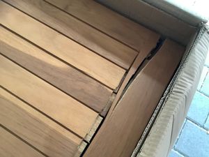 CLP Auflagenbox aus Teakholz mit Gasdruckfeder-Deckel Odessa bis 250 kg belastbar,teak 160 cm Kunden-Foto 2