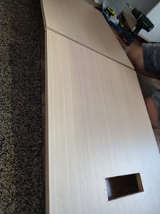Klappbarer Schreibtisch mit Ablagen 2-in-1 Bücherregal Weiß Eckschreibtisch links mit Steckdose und USB-Anschluss Kunden-Foto 3