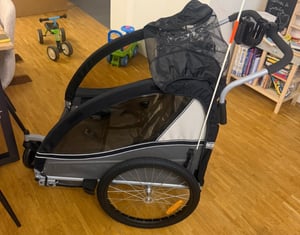 KESSER® Przyczepka rowerowa dla dzieci Sport-RX 2w1, możliwość użycia jako wózek, przednie koło obrotowe o 360°, dla 1-2 dzieci Zdjęcie produktu od klienta nr 7