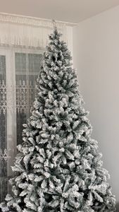 228cm Künstlicher Weihnachtsbaum mit Schnee, 1405 Spitzen, Metall Christbaum Ständer, Schnellaufbau, Klappsystem Kunden-Foto 1