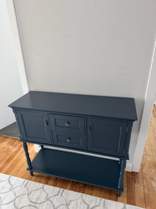 COSTWAY Vintage console tafel met 2 lades en 2 kastjes, smalle gangtafel met open vak aan de onderkant en antikeilig, bijzettafel voor de hal, beige Klantenfoto 1