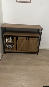 COSTWAY, aparador de madera, mueble auxiliar de cocina con 2 puertas correderas, armario de cocina, aparador buffet con estantes, mueble de almacenamiento, 100 x 33 x 80 cm Foto del cliente 4
