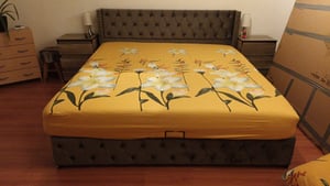 Flieks Polsterbett 160x200cm mit Lattenrost, Hydraulisches Boxspringbett mit Bettkasten und Stauraum, Samt Doppelbett Stauraumbett Funktionsbett, Beige Kunden-Foto 11