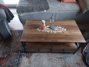 VASAGLE Couchtisch, Wohnzimmertisch, X-förmige, walnussbraun-schwarz Kunden-Foto 3