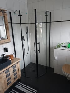90x90x195cm Runddusche Duschkabine Viertelkreis Duschabtrennung 6mm NANO ESG Sicherheitsglas Kunden-Foto 1