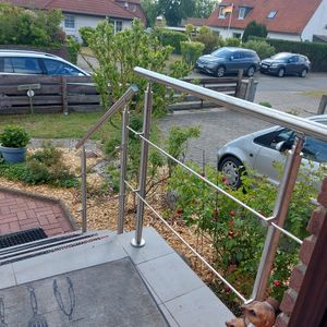 TRMLBE Zábradlie z nehrdzavejúcej ocele Schodiskové zábradlie s 2 stĺpikmi pre vnútorné a vonkajšie balkónové schody - 150 cm 3 priečky Fotografia od zákazníka č. 3