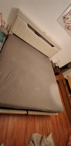 Flieks Polsterbett 140x200cm mit Ladefunktion (USB & Type-C), Doppelbett Jugendbett mit Led, Stauraumbett Boxspringbett mit Stauraum, Leinen, Grau Kunden-Foto 5