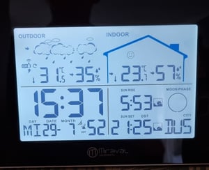 LCD Funk-Wetterstation mit Außensenor Wecker Funkuhr Kalender Vorhersage Hygro - 4-MV5792-2 Kunden-Foto 1