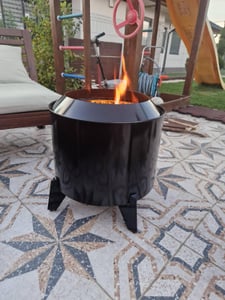 Relaxdays, brasero sin humo, 2 en 1 con parrilla, acero, altura x diámetro: 46x52 cm, esmaltado, brasero con baja emisión de humo, color Foto del cliente 1