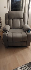 FCH Elektrisch Aufstehhilfe Massagesessel mit Massage Wärmefunktion, Ruhesessel mit Becherhalter, Fernbedienung und Seitentasche, TV Sessel，Schwarz Kunden-Foto 7