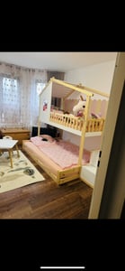 Flieks Etagenbett 90x200cm / 140x200cm mit Schubladen, Kinderbett Hausbett mit Fenster und Rausfallschutz, Hochbett Stockbett für Kinderzimmer Kunden-Foto 1