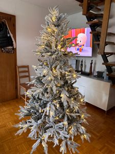 Yorbay 210cm Künstlicher Weihnachtsbaum  Tannenbaum mit Beleuchtung Weiß Schneeflocken LED  für Weihnachten-Dekoration Kunden-Foto 12