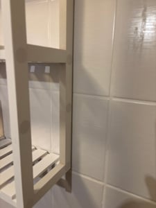 SONGMICS Badregal, Badezimmerregal, Bambus-Regal, 60 x 15 x 54 cm, Pflanzenregal mit 3 verstellbaren Ablagen, Wandmontage, freistehend, weiß BCB13W Kunden-Foto 1