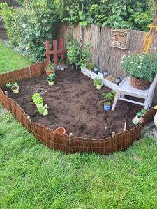 BOOGARDI Beeteinfassung Holz · Rasenkante 30cm hoch x 3m lang · Mini Gartenzaun Holz in 2 Größen Garten Beetbegrenzung flexibel Weidenzaun Kunden-Foto 1