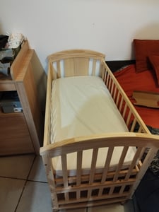 Culla Merax 60x(120-160)cm, culla estensibile, con borsa portaoggetti pieghevole, culla regolabile in altezza, trasformabile in letto laterale, natura Foto del cliente 1