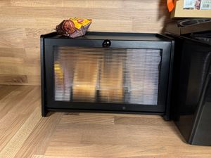 VEVOR Brotkasten für Küchentheke Brotbehälter Brotbox Brot-Organizer aus Holz für selbstgebackenes Brot, Aufbewahrungsbehälter mit gewellter Acryl-Türplatte, Brotaufbewahrung Schwarz Kunden-Foto 3