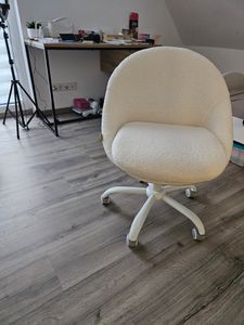 SONGMICS Homeoffice Stuhl, Drehstuhl, Schreibtischstuhl, aus Sherpa, cappuccinobeige-wolkenweiß Kunden-Foto 2