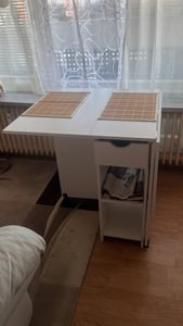 Mondeer Esstisch Klappbarer Küchentisch  mit einer Schublade und zwei Lagerregalkonsolen Esszimmertisch Kaffeetisch mit verstellbaren Füße Kunden-Foto 6