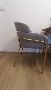 Flieks Esszimmerstuhl Polsterstuhl 4er Set, Küchenstuhl mit Metallbeinen, Wohnzimmerstuhl Armlehnstuhl Schminkstuhl, Samtbezug, Beige Kunden-Foto 2