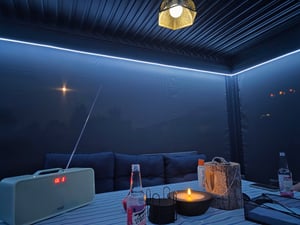 Pergola HWC-L46 ze ścianką boczną, pawilon ogrodowy roleta listwowa pawilonowa, rama aluminiowa 11cm, odporna na burzę 3x3m ~ antracyt Zdjęcie produktu od klienta nr 1