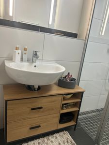 EUGAD Waschbeckenunterschrank, Badezimmerschrank mit 2 Schubladen 3 offenen Fächern Kunden-Foto 2