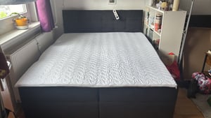 Masseno Boxspringbett GLOS 160x200 cm Komplett-Set mit Bonell Matratze und Topper, Polsterbett mit Bettkästen -Schwarz, COSMIC 100 Kunden-Foto 15