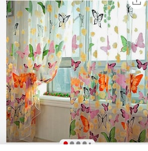 Gardine Vorhang Schmetterling Kinderzimmer Wohnzimmer Fenster Vorhang Deko Kunden-Foto 1