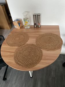 Mondeer Klappbarer Esstisch Küchentisch mit 2 Ablagen und Rollen 120 x 80 x 75 cm Grau Kunden-Foto 4