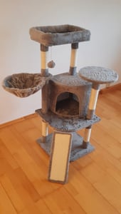 Yaheetech Kratzbaum Kleine Katzenbaum Katzenkratzbaum mit Katzenhöhle Kratzbrett Stabil Katzenhaus für Katzen, Dunkelgrau Kunden-Foto 3