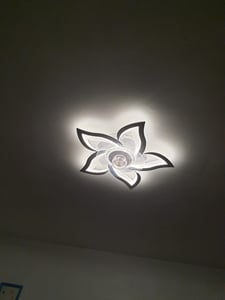 Wentylator sufitowy Heilmetz z oświetleniem, średnica 69 cm, z regulacją jasności, 6 prędkości, wzór kwiatowy, cichy wentylator LED z pilotem, kolor czarny Zdjęcie produktu od klienta nr 1